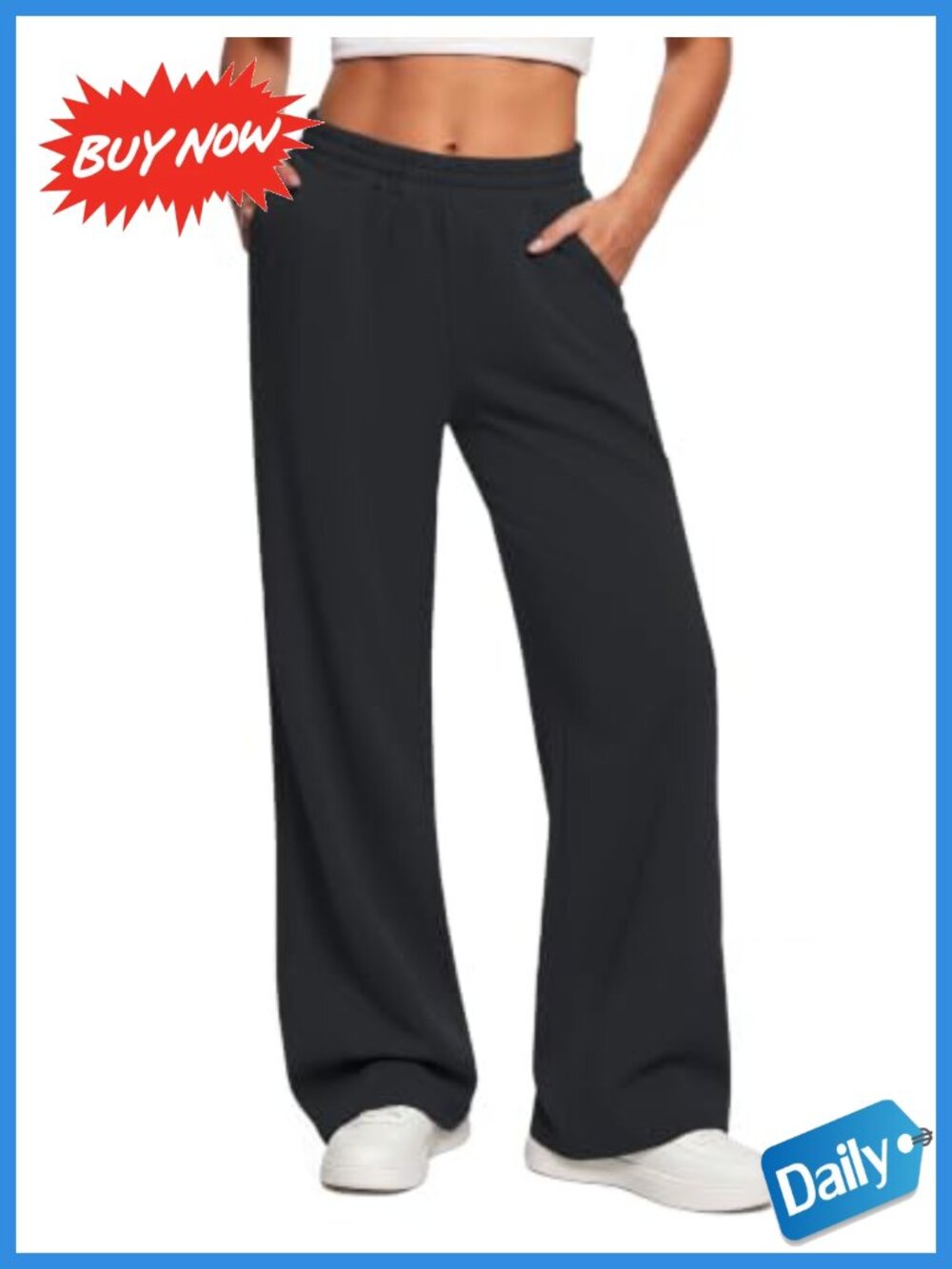 High Waisted Straight Leg Sweatpants Cotton Lounge Pants with Pockets